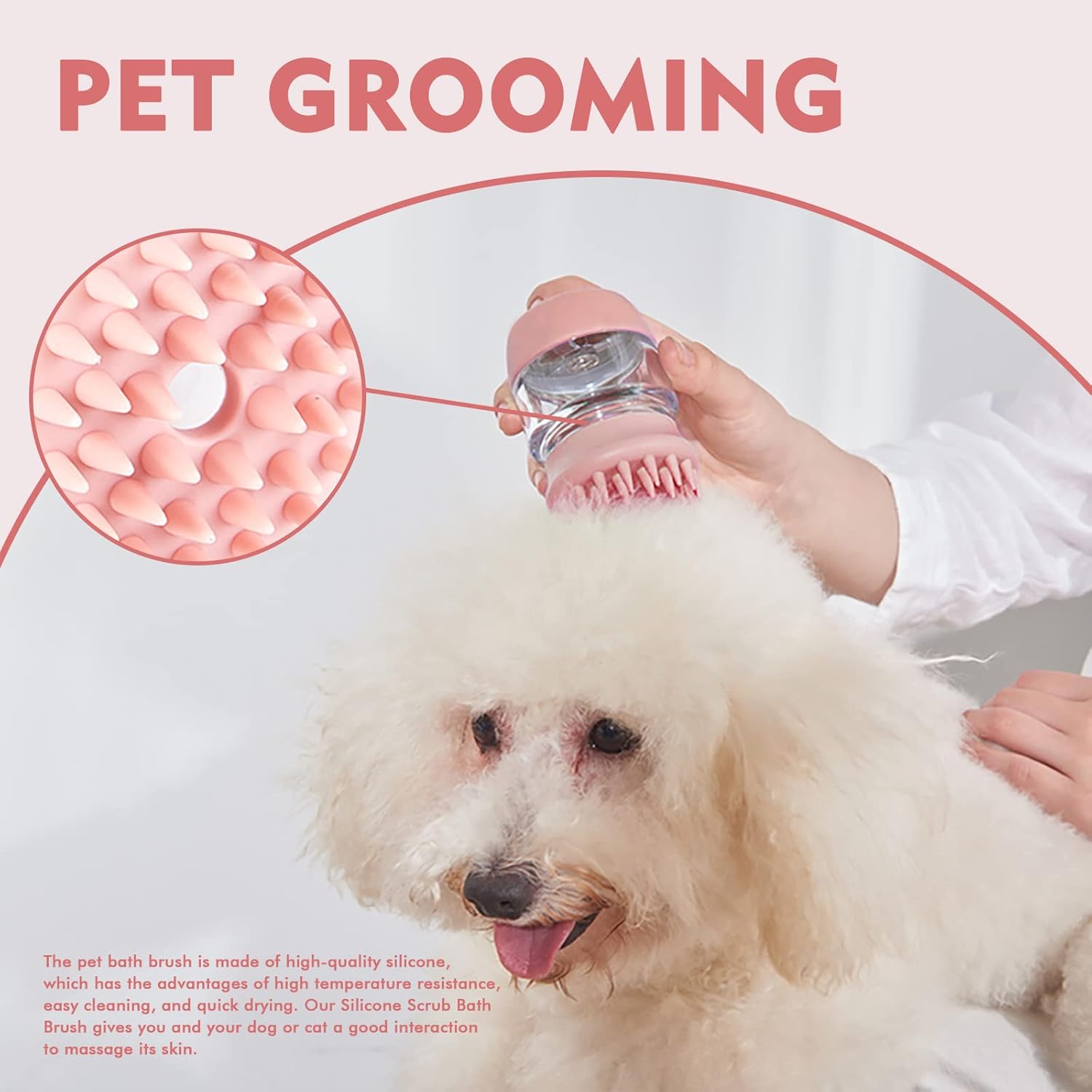 Silicone Pet Bath Brush With Shampoo Dispenser And Double Head