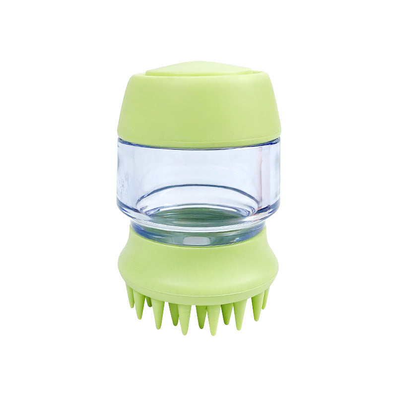 Silicone Pet Bath Brush With Shampoo Dispenser And Double Head