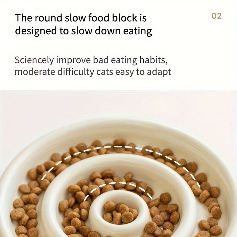 Ceramic Slow Feeder Bowl Anti Gulping Pet Puzzle Food Dish