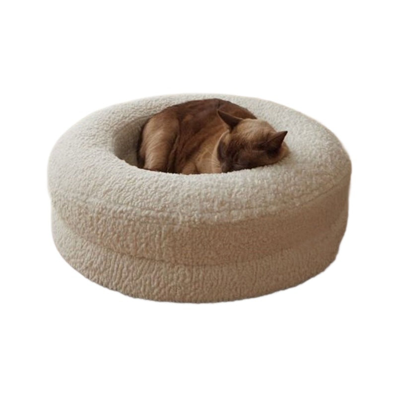 Solid Color Round Pet Bed Comfortable Household Nest
