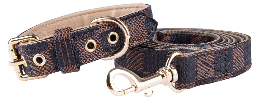 Pet PU Collar Leash Set For Outdoor Use