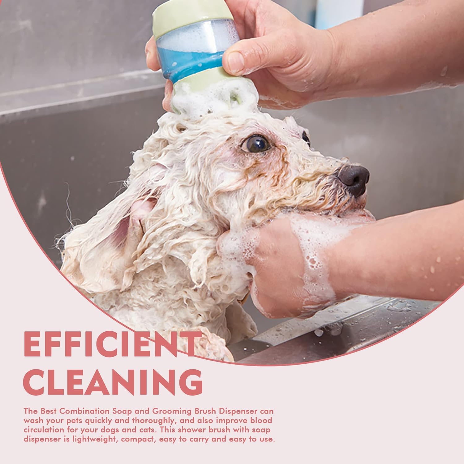 Silicone Pet Bath Brush With Shampoo Dispenser And Double Head