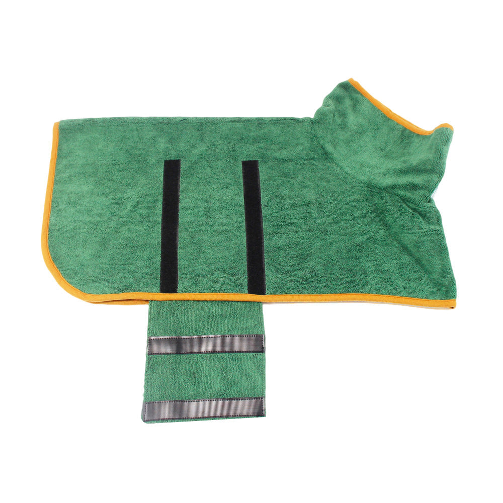 Microfiber Pet Bathrobe Towel Adjustable Soft Absorbent Grooming Coat