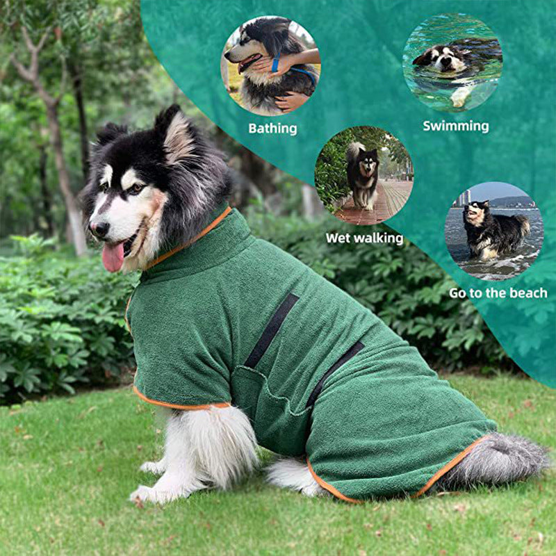 Microfiber Pet Bathrobe Towel Adjustable Soft Absorbent Grooming Coat