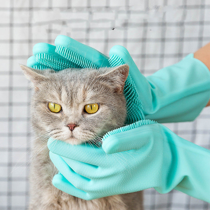 Silicone Pet Grooming Glove Brush For Bath And Hair Care