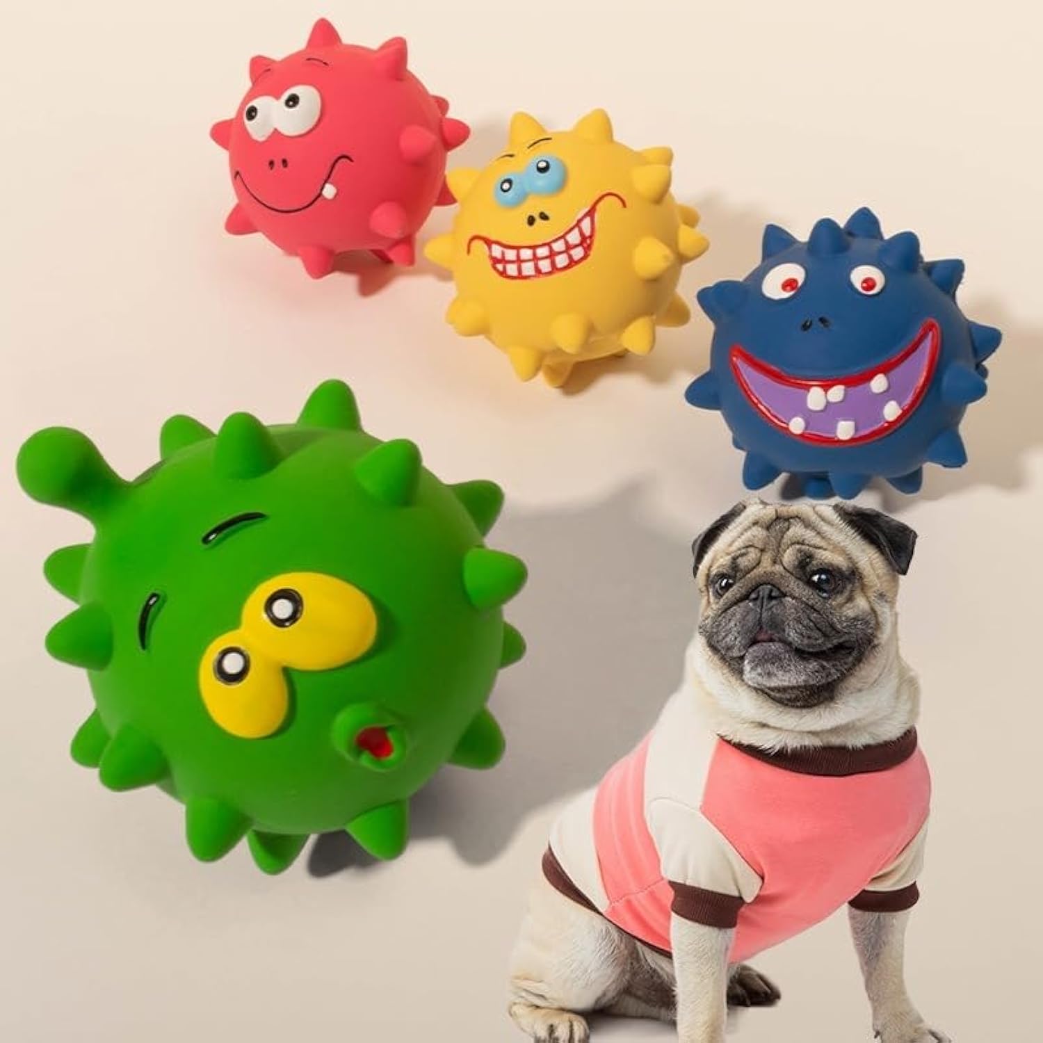 Squeaky Pet Toy Set Durable Latex Rubber Play Balls