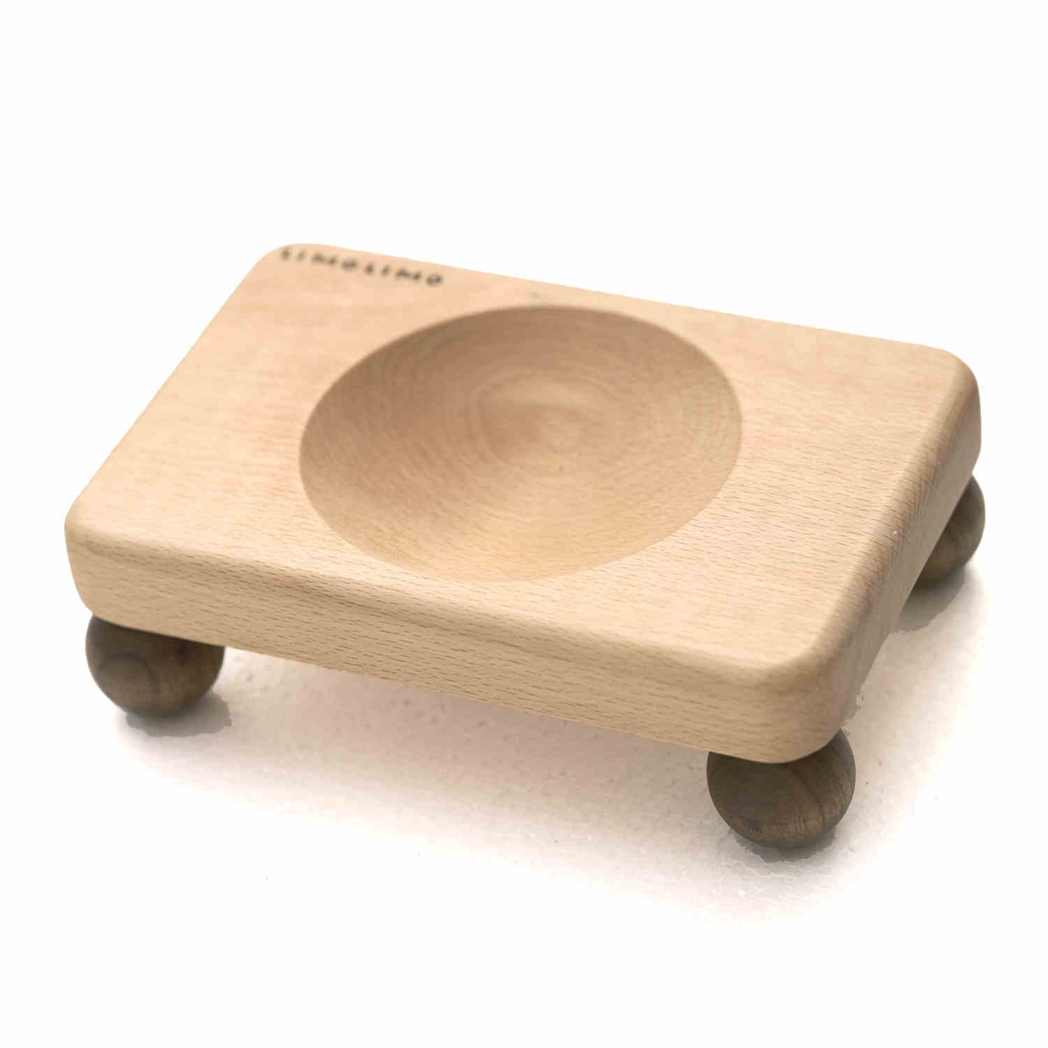 Solid Wood Ceramic Pet Feeding Bowl Stand Dish