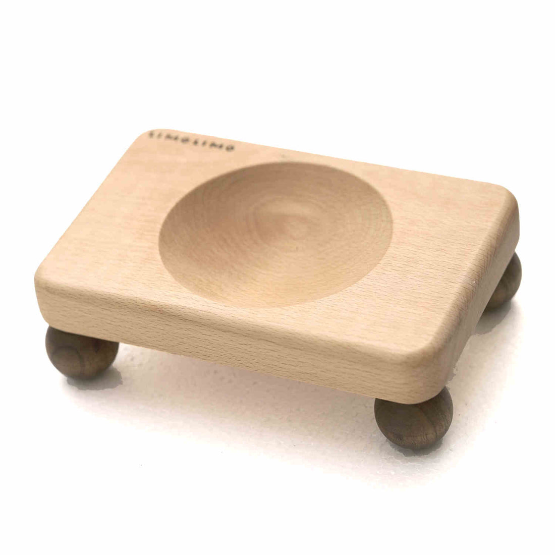 Solid Wood Ceramic Pet Feeding Bowl Stand Dish