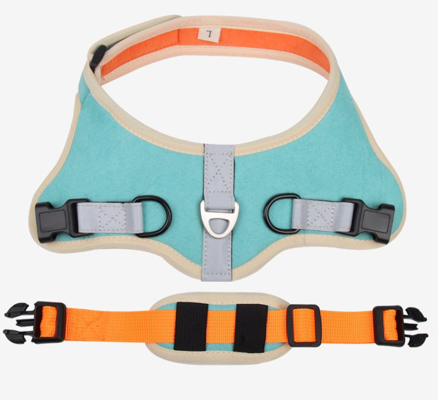 Pet Suede Harness Leash Set For Walking