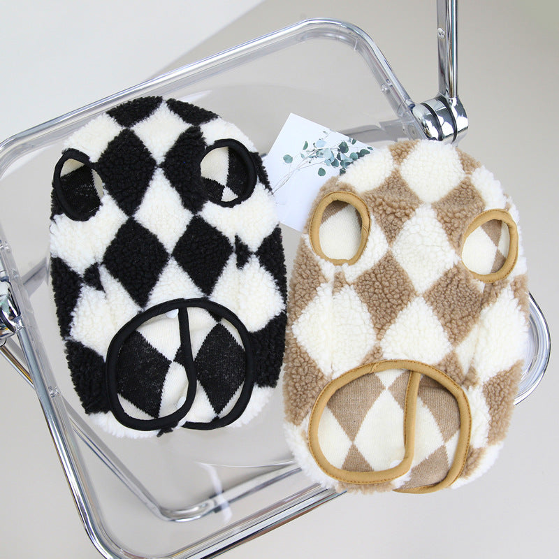 Checkerboard Pet Vest Warm Plush Cotton Jacket