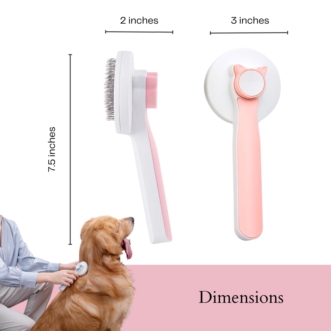 Self Cleaning Pet Slicker Grooming Brush For Loose Hair And Mats