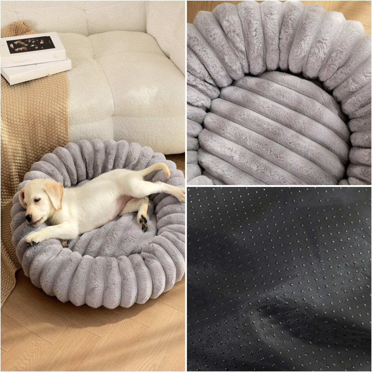 Round Plush Pet Bed Thick Warm Long Hair Cushion