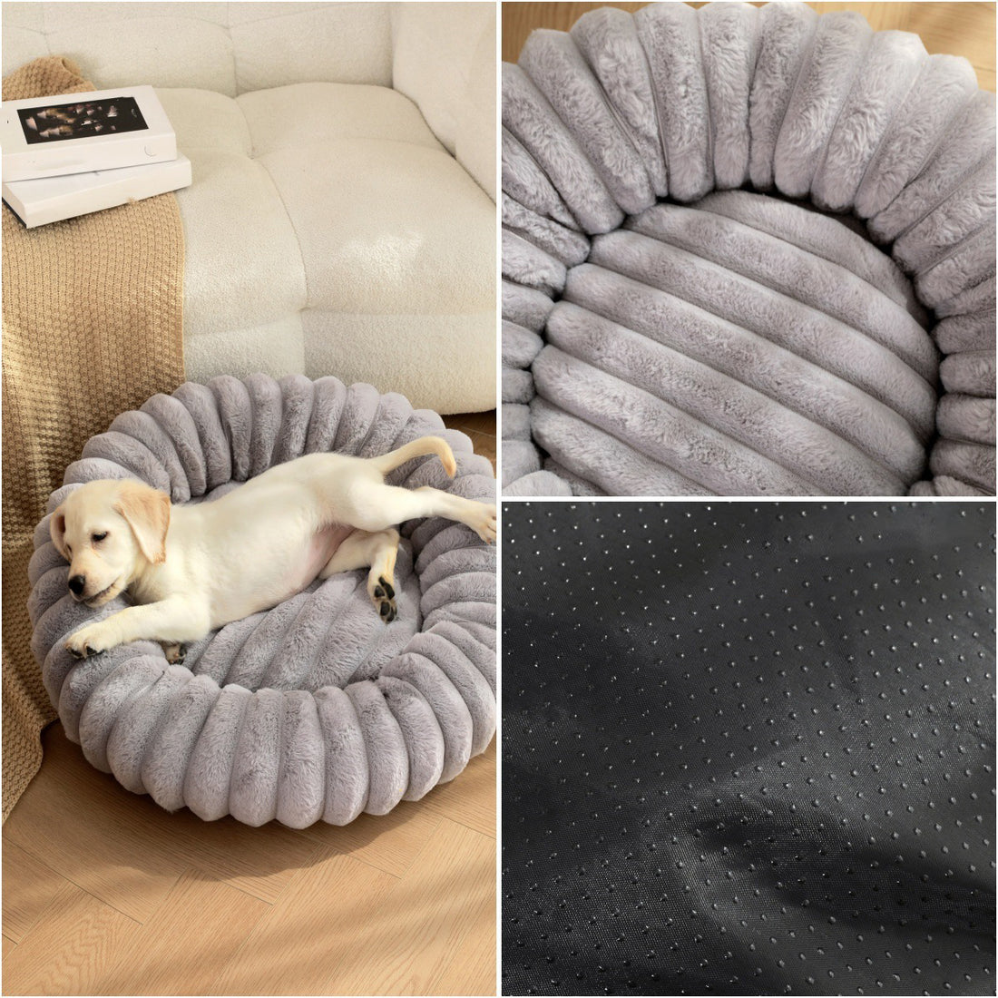 Round Plush Pet Bed Thick Warm Long Hair Cushion