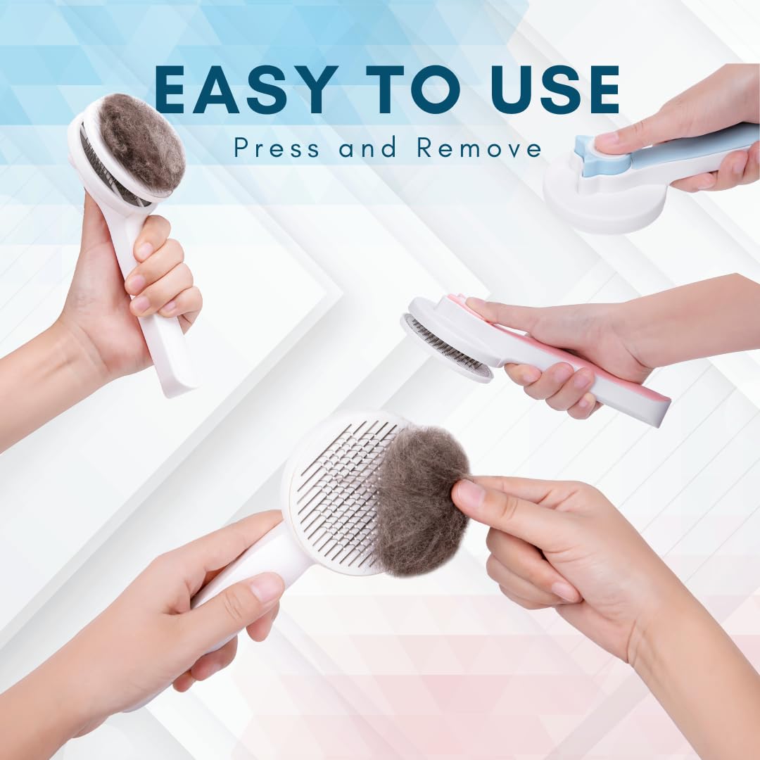 Self Cleaning Pet Slicker Grooming Brush For Loose Hair And Mats