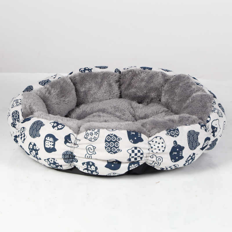 Calming Round Fluffy Pet Bed Donut Style Comfortable Cushion
