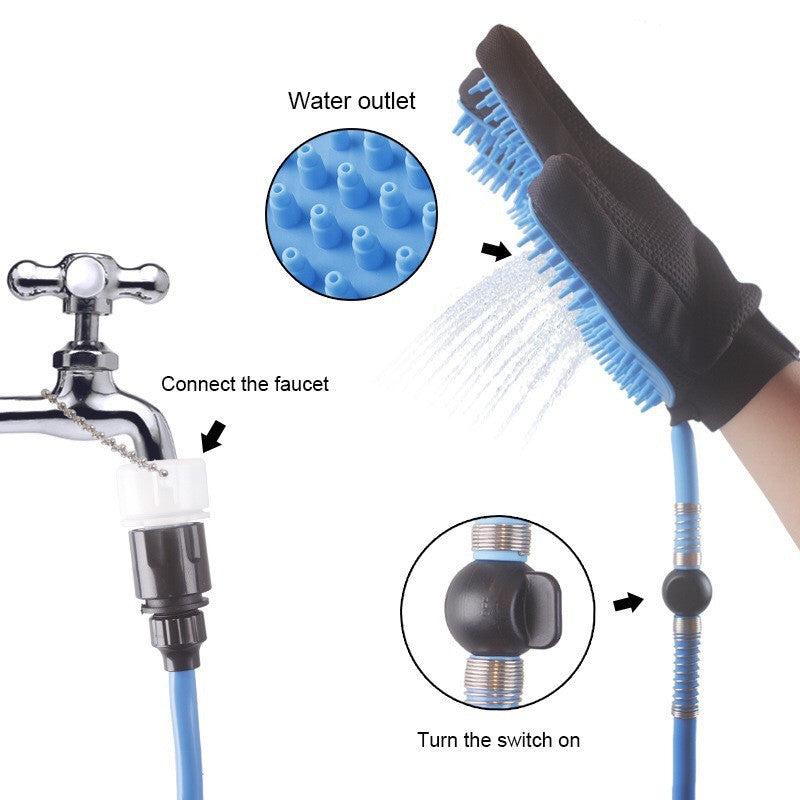 Five Finger Pet Shower Gloves With Spray Massage Brush