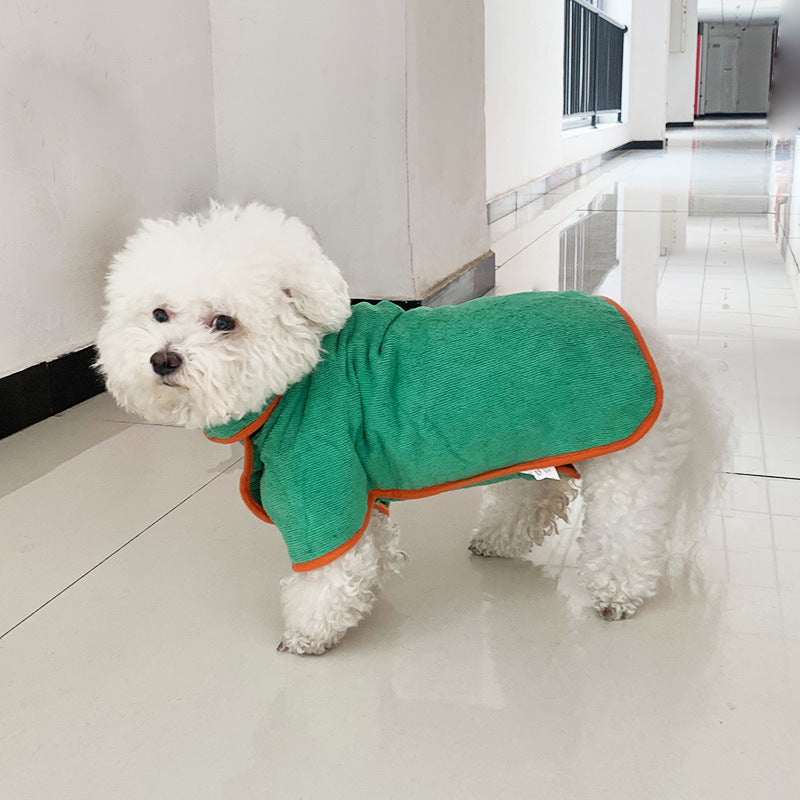 Microfiber Pet Bathrobe Towel Adjustable Soft Absorbent Grooming Coat