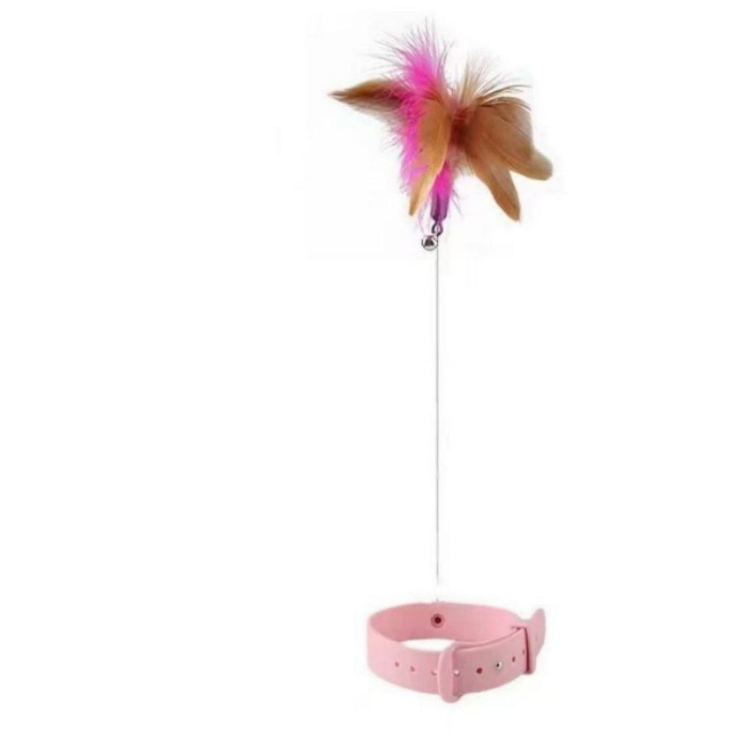 Adjustable Pet Teasing Wand Collar Toy With Bell And Feather