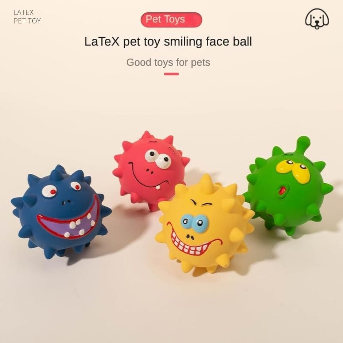 Squeaky Pet Toy Set Durable Latex Rubber Play Balls