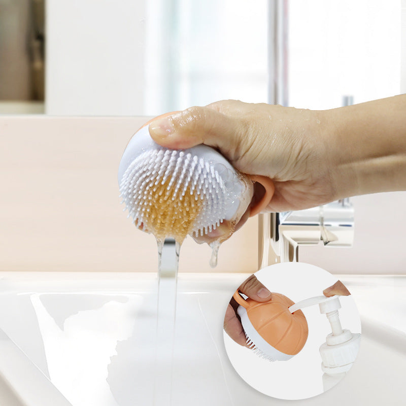 Silicone Pet Bath Brush With Shampoo Dispenser Grooming Tool