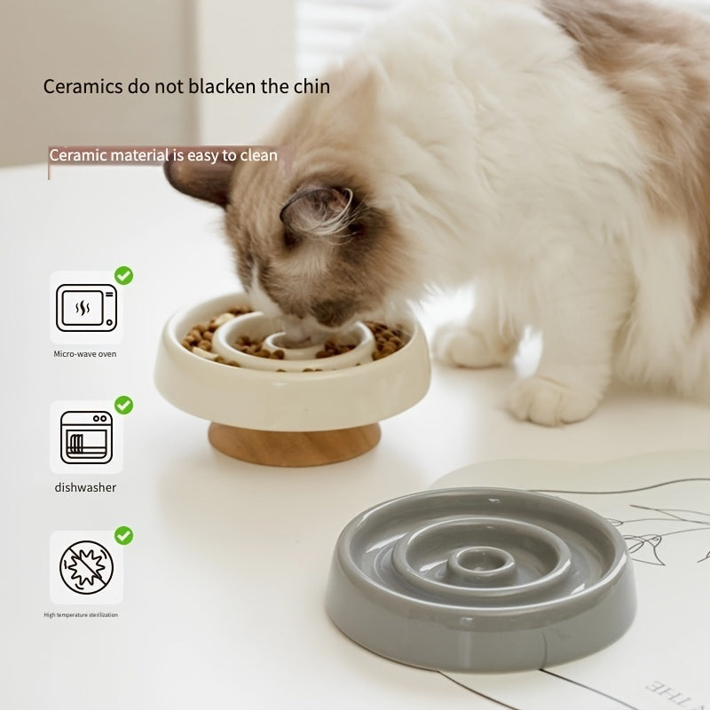 Ceramic Slow Feeder Bowl Anti Gulping Pet Puzzle Food Dish
