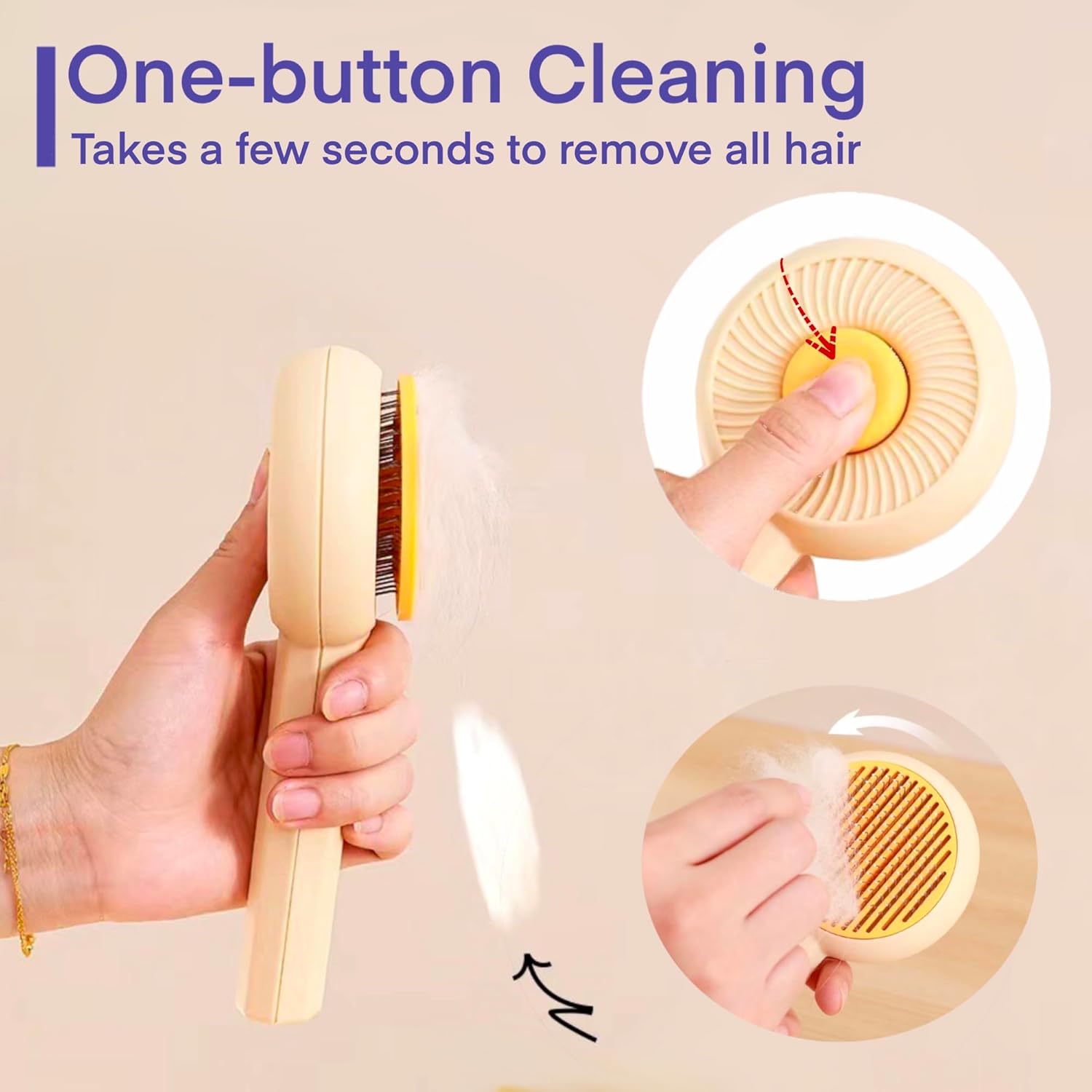 Self Cleaning Pet Grooming Brush For Shedding And Detangling