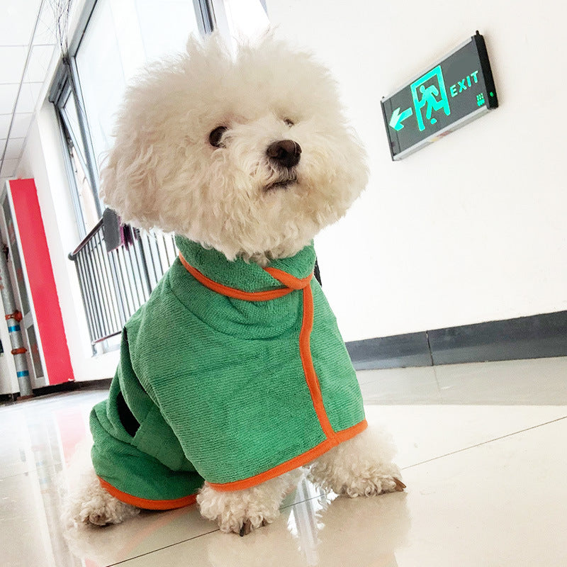 Microfiber Pet Bathrobe Towel Adjustable Soft Absorbent Grooming Coat